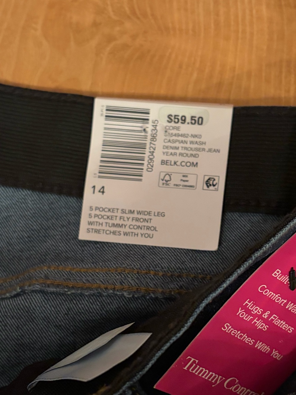 NWT Kim Rogers Tummy Control Denim Trouser Jean Slim Wide Leg Size 14 - Picture 6 of 7